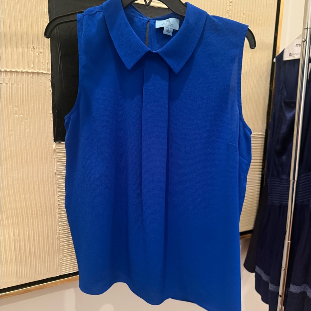 CeCe Royal Blue Sleeveless Blouse
